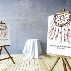 Outlet Gästebuch Hochzeit Fingerabdruck Leinwand Personalisiert Traumfänger Brautpaar Geschenk Hochzeitsdekoration Namen 50x50 cm Keilrahmen Hochzeitsgästebuch