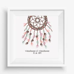 Outlet Gästebuch Hochzeit Fingerabdruck Leinwand Personalisiert Traumfänger Brautpaar Geschenk Hochzeitsdekoration Namen 50x50 cm Keilrahmen Hochzeitsgästebuch