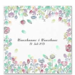 New Gästebuch Hochzeit Fingerabdruck Leinwand Personalisiert Blumenring Brautpaar Geschenk Hochzeitsdekoration Namen 50x50 cm Wedding Tree Hochzeitsgästebuch