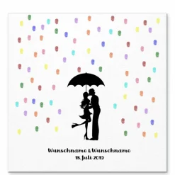 Outlet Gästebuch Hochzeit Fingerabdruck Leinwand Personalisiert Regentropfen Kuss Brautpaar Geschenk Hochzeitsdekoration Namen 50x50 cm Keilrahmen Hochzeitsgästebuch