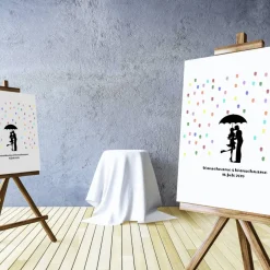 Outlet Gästebuch Hochzeit Fingerabdruck Leinwand Personalisiert Regentropfen Kuss Brautpaar Geschenk Hochzeitsdekoration Namen 50x50 cm Keilrahmen Hochzeitsgästebuch