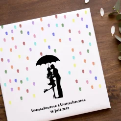 Outlet Gästebuch Hochzeit Fingerabdruck Leinwand Personalisiert Regentropfen Kuss Brautpaar Geschenk Hochzeitsdekoration Namen 50x50 cm Keilrahmen Hochzeitsgästebuch