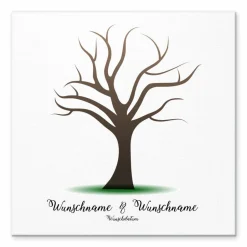 Hochzeitsalben|MADYES Gästebuch Hochzeit Fingerabdruck Leinwand personalisiert – Wedding Tree 50x50 cm Brautpaar Geschenk mit Namen & Datum