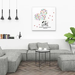 Hochzeitsgästebuch|MADYES Gästebuch Hochzeit Fingerabdruck Fahrrad Bike Leinwand Personalisiert Brautpaar Geschenk Hochzeitsdekoration Namen 50x50 cm Keilrahmen