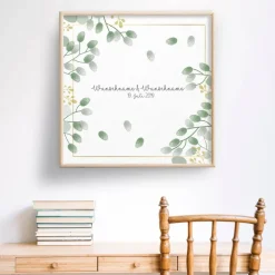 Online Gästebuch Hochzeit Fingerabdruck Leinwand Personalisiert Blumen Brautpaar Geschenk Hochzeitsdekoration Namen 50x50 cm Wedding Tree Hochzeitsgästebuch