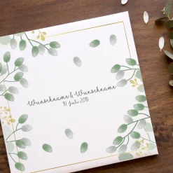 Online Gästebuch Hochzeit Fingerabdruck Leinwand Personalisiert Blumen Brautpaar Geschenk Hochzeitsdekoration Namen 50x50 cm Wedding Tree Hochzeitsgästebuch