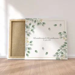 Online Gästebuch Hochzeit Fingerabdruck Leinwand Personalisiert Blumen Brautpaar Geschenk Hochzeitsdekoration Namen 50x50 cm Wedding Tree Hochzeitsgästebuch