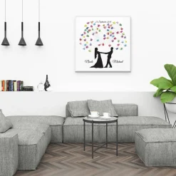 Hot Gästebuch Hochzeit Fingerabdruck Leinwand Personalisiert Brautpaar Feuerwerk Brautpaar Geschenk Hochzeitsdekoration Namen 50x50 cm Hochzeitsgästebuch