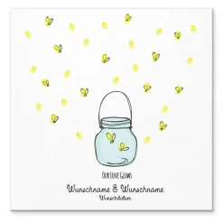 Hochzeitsgästebuch|MADYES Gästebuch Hochzeit Fingerabdruck Leinwand Personalisiert Glühwürmchen Brautpaar Wedding Tree Namen 50x50 cm Hochzeitsgeschenk
