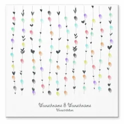 New Gästebuch Hochzeit Leinwand Personalisiert Herzen Wedding Tree Fingerabdruck Geschenk Hochzeitsdekoration Namen 50x50 cm Baum Hochzeitsgästebuch