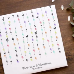 New Gästebuch Hochzeit Leinwand Personalisiert Herzen Wedding Tree Fingerabdruck Geschenk Hochzeitsdekoration Namen 50x50 cm Baum Hochzeitsgästebuch