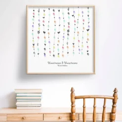 New Gästebuch Hochzeit Leinwand Personalisiert Herzen Wedding Tree Fingerabdruck Geschenk Hochzeitsdekoration Namen 50x50 cm Baum Hochzeitsgästebuch