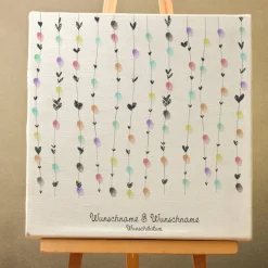 New Gästebuch Hochzeit Leinwand Personalisiert Herzen Wedding Tree Fingerabdruck Geschenk Hochzeitsdekoration Namen 50x50 cm Baum Hochzeitsgästebuch