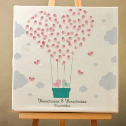 Best Gästebuch Hochzeit Leinwand Personalisiert Ballon Fingerabdruck Vögelchen Geschenk Hochzeitsdekoration Namen 50x50 cm Hochzeitsgeschenk Fotoalbum & Gästebuch