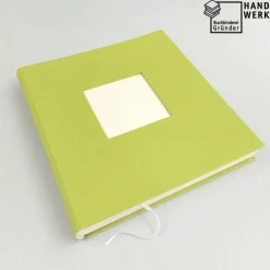 Online Gästebuch, kiwi hellgrün, personalisierbar, ca. 24 x 24 cm, Büttenpapier Hochzeitsgästebuch