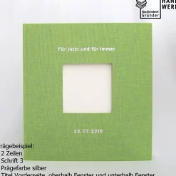 Online Gästebuch, kiwi hellgrün, personalisierbar, ca. 24 x 24 cm, Büttenpapier Hochzeitsgästebuch