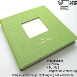 Outlet Gästebuch, limette grün, personalisierbar, ca. 24 x 24 cm, Büttenpapier Hochzeitsgästebuch