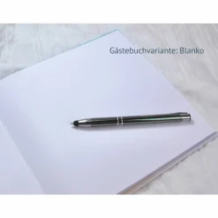 Online Gästebuch zur Hochzeit personalisiert mit Name, Spruch und Datum; Aquarell-Hintergrund in Himmelblau und Vanille, Kalligraphie und Handlettering, Hochzeitsgeschenk, Geschenkidee, Hochzeitsgästebuch, Hochzeitsbuch, individualisiert Hochzeitsgästebuch