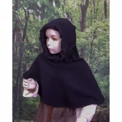 Hot Gugel  für Kinder und Erwachsene, dunkelgraue Kapuze Wolle, Wikinger, Ritter & Räuber Mittelalter, Larp Accessoires