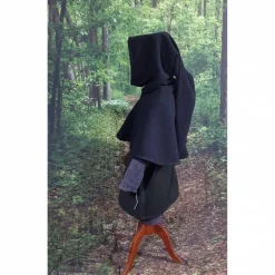 Hot Gugel  für Kinder und Erwachsene, dunkelgraue Kapuze Wolle, Wikinger, Ritter & Räuber Mittelalter, Larp Accessoires