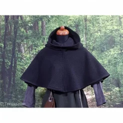 Hot Gugel  für Kinder und Erwachsene, dunkelgraue Kapuze Wolle, Wikinger, Ritter & Räuber Mittelalter, Larp Accessoires