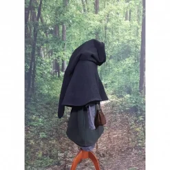 Hot Gugel  für Kinder und Erwachsene, dunkelgraue Kapuze Wolle, Wikinger, Ritter & Räuber Mittelalter, Larp Accessoires