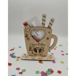 New Gutschein Aufsteller aus Holz – Personalisiertes Geldgeschenk zum Geburtstag & Jubiläum Geldgeschenke