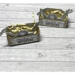 Online Gutscheinverpackung zum Vatertag, Werkzeugkasten als Geldgeschenk, Werkzeugkiste für Schokolade etc., Stampin‘ Up! Geschenkverpackungen