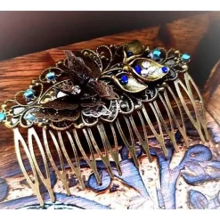 Outlet Haarkamm im Vintage-Stil, bronzefarben,  Schmetterling, Antik-Stil Brautschmuck