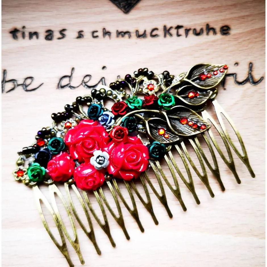 Outlet Haarkamm im Vintage-Stil, bronzefarben, Gothic-Romantik , Antik-Stil Brautschmuck