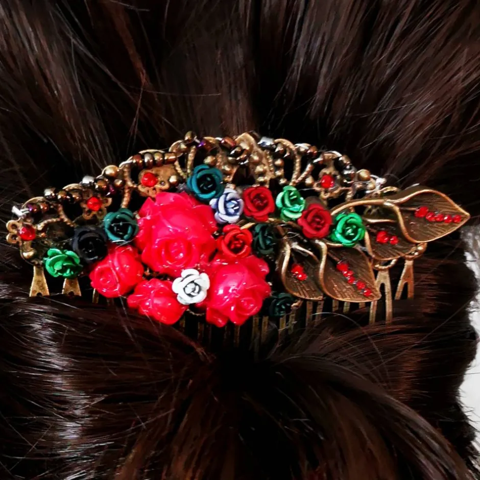 Outlet Haarkamm im Vintage-Stil, bronzefarben, Gothic-Romantik , Antik-Stil Brautschmuck