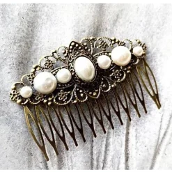 New Haarkamm im Vintage-Stil, bronzefarben,  Cabochon, Antik-Stil Brautschmuck