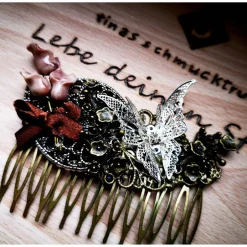 New Haarkamm im Vintage-Stil mit Korallen-Callas, bicolor Brautschmuck