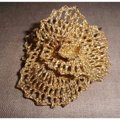 Clearance Haarschmuck Handgeklöppelte Blüte goldfarben Brautschmuck für goldene Hochzeit Klöppelspitze Handarbeit Haarschmuck & Kopfputz
