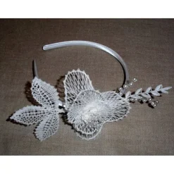 Discount Haarschmuck weiß Haarreif Hochzeit geklöppelt Handarbeit Brautschmuck Brautschmuck