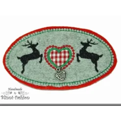 Clearance Haarspange Oktoberfest mit Hirsch. Trachten Haarschmuck aus Wollstoff bestickt Trachtenschmuck