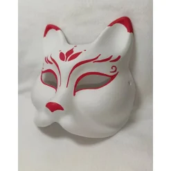 Halbmaske, Fuchs, Maske, japanisch, Kabuki, Kitsune, handbemalt, Tiermaske, Pappmache Masken