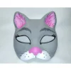 Online Halbmaske, Katze, grau, pink, Maske, handbemalt, Tiermaske, Pappmache Masken