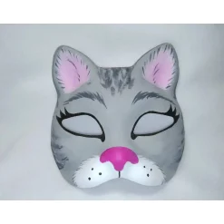 Masken|DittesDIESundDAS Halbmaske, Katze, gra,u rosa, Maske, handbemalt, Tiermaske, Pappmache