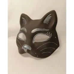 Masken|DittesDIESundDAS Halbmaske, Katze, schwarz, Maske, handbemalt, Tiermaske, Pappmache
