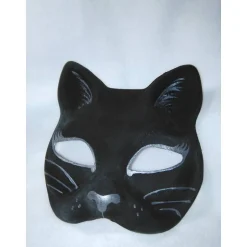 Masken|DittesDIESundDAS Halbmaske, Katze, schwarz, Maske, handbemalt, Tiermaske, Pappmache