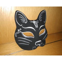 New Halbmaske, Katze, schwarz, Ornamente,Maske, handbemalt, Tiermaske, Pappmache Masken