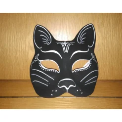 New Halbmaske, Katze, schwarz, Ornamente,Maske, handbemalt, Tiermaske, Pappmache Masken
