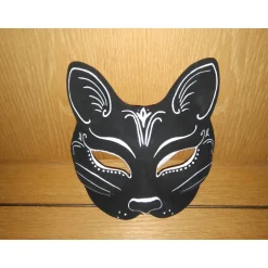 New Halbmaske, Katze, schwarz, Ornamente,Maske, handbemalt, Tiermaske, Pappmache Masken