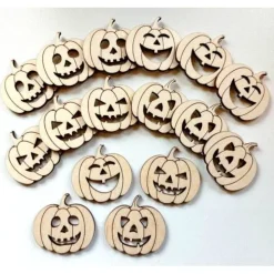 Online Halloween Kürbisse 16-Teile Holz zum Basteln Verzieren Gestalten Streu Tischstreu DIY Monster & Gespenster