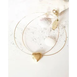 Online Halskette mit Herz Anhänger, Herzkette aus Silber vergoldet Brautschmuck
