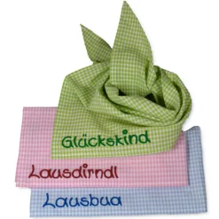 Accessoires|Mein Name Halstuch kariert mit Namen, Baby und Kind Jungen Mädchen Personalisiertes Babyhalstuch kariert / Vichykaro grün blau lil