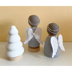 Weihnachtsdeko|Strandgutlädchen Handbemalte Engel Figurenkegel aus Holz – Weihnachtsdeko & Peg Dolls