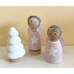 Weihnachtsdeko|Strandgutlädchen Handbemalte Engel Figurenkegel aus Holz – Weihnachtsdeko & Peg Dolls