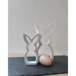 Discount Handgefertigte Hasenfiguren Dusty Blue & Weiß aus Profiplast 200 – Moderne Osterdeko im Set Osterhasen